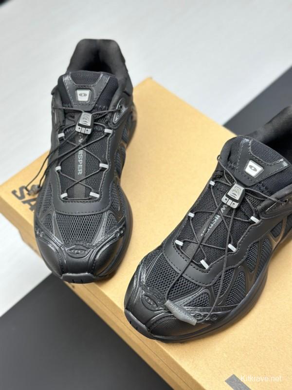 2025 Unisex SALOMON Black Leather Mesh Sneakers AS00320