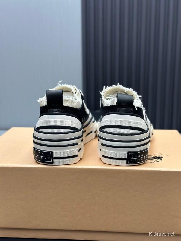 2025 Unisex XVESSEL Black White Canvas Plimsolls Vulcanized Shoes AS00240