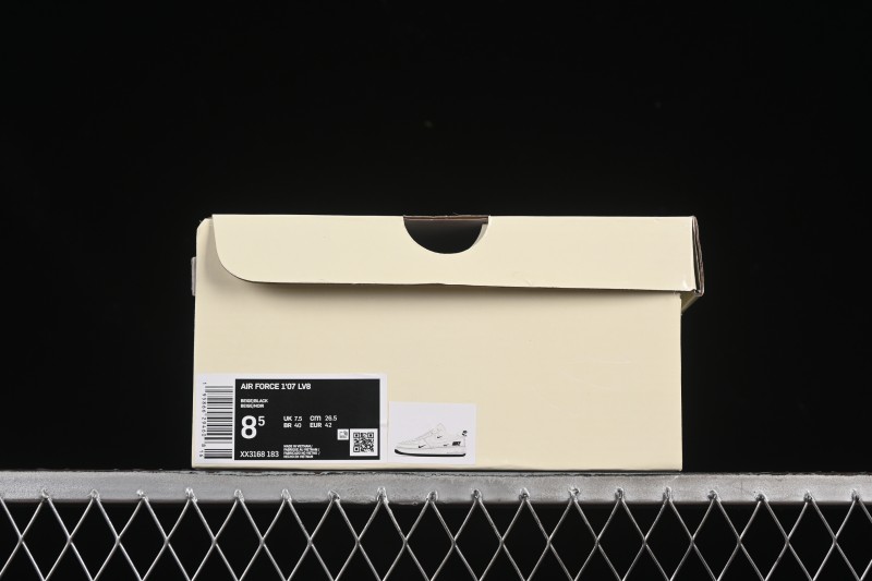 Nike Air Force 1'07 Low Casual Sneakers with Triple Black Swoosh - XX3168-183