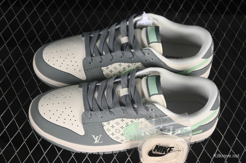 Nike SB Dunk Low LV Collaboration Gray Anniversary High-End Custom Low-Top Casual Skate Shoes ZH2598-278