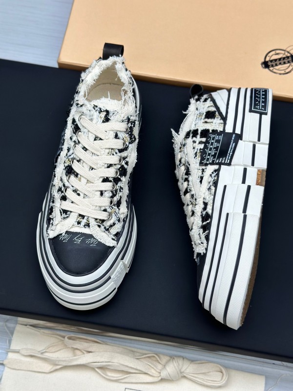 2025 Unisex XVESSEL Black White Canvas Plimsolls Hand-painted AS00260
