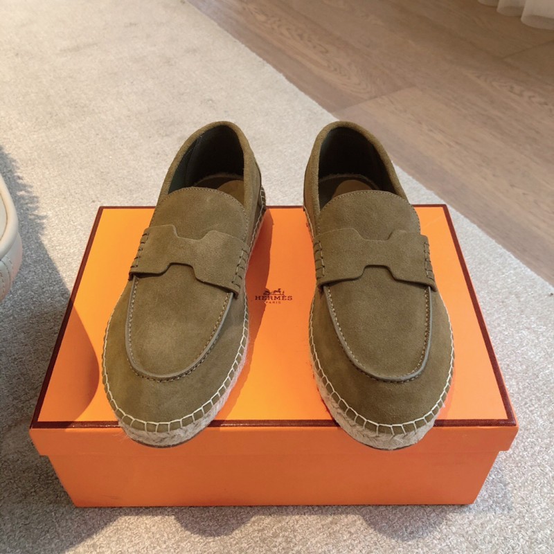 2025 Unisex Hermès Eclair Brown Suede Calfskin Loafers AS00380