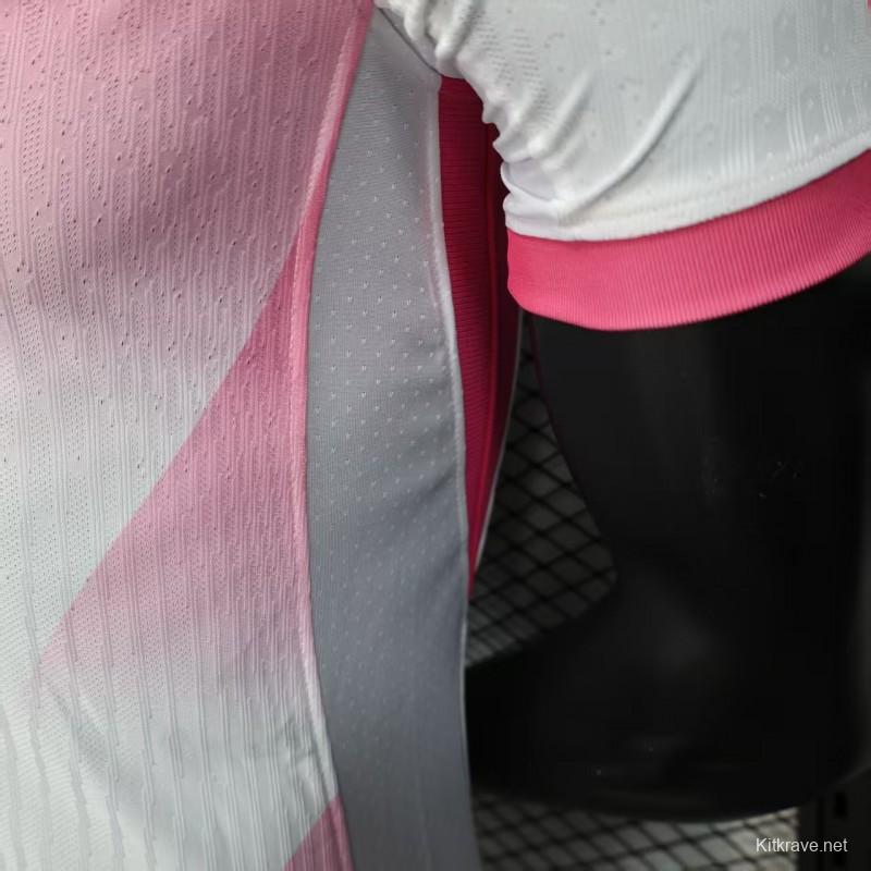 Player Version 25/26 FC Barcelona Pink White with Diagonal Stripe Pattern Jersey