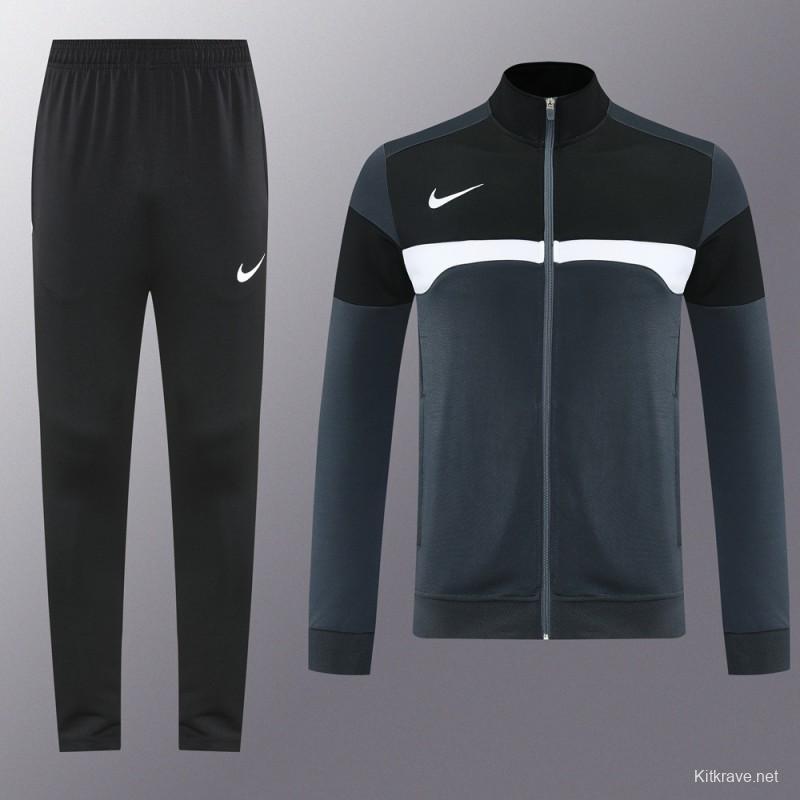 2025 Nike Black/Deep Grey Full Hoodie Zipper Jacket +Long Pants