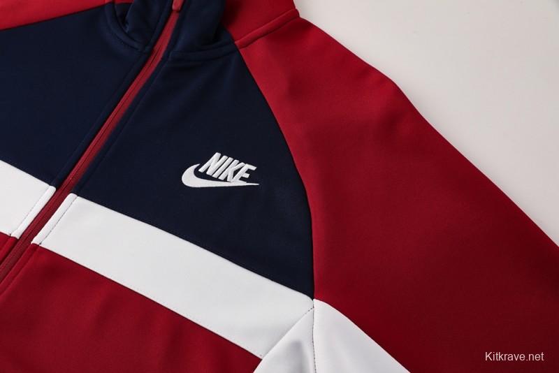 2025 Nike Navy/Red Full Hoodie Zipper Jacket +Long Pants