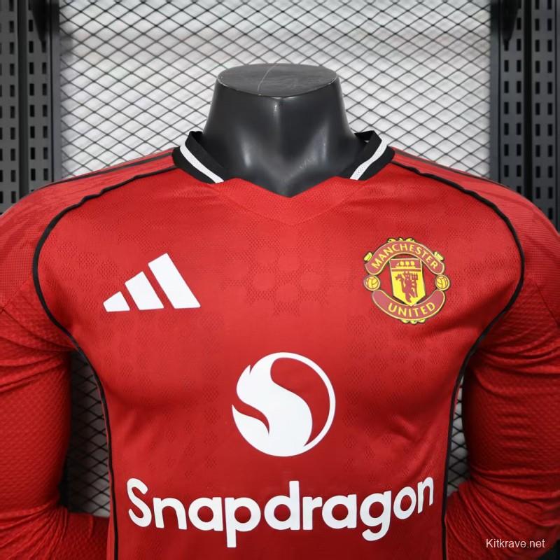 Player Version 25/26 Manchester United Long Sleeve Home Jersey