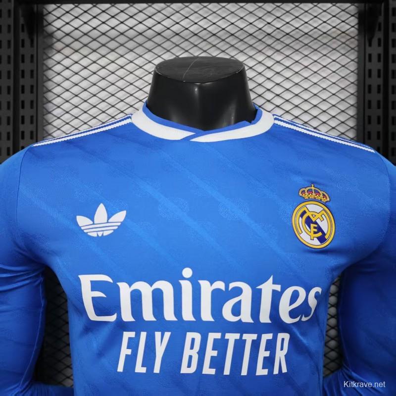 Player Version 25/26 Real Madrid Third Blue Long Sleeve Jersey