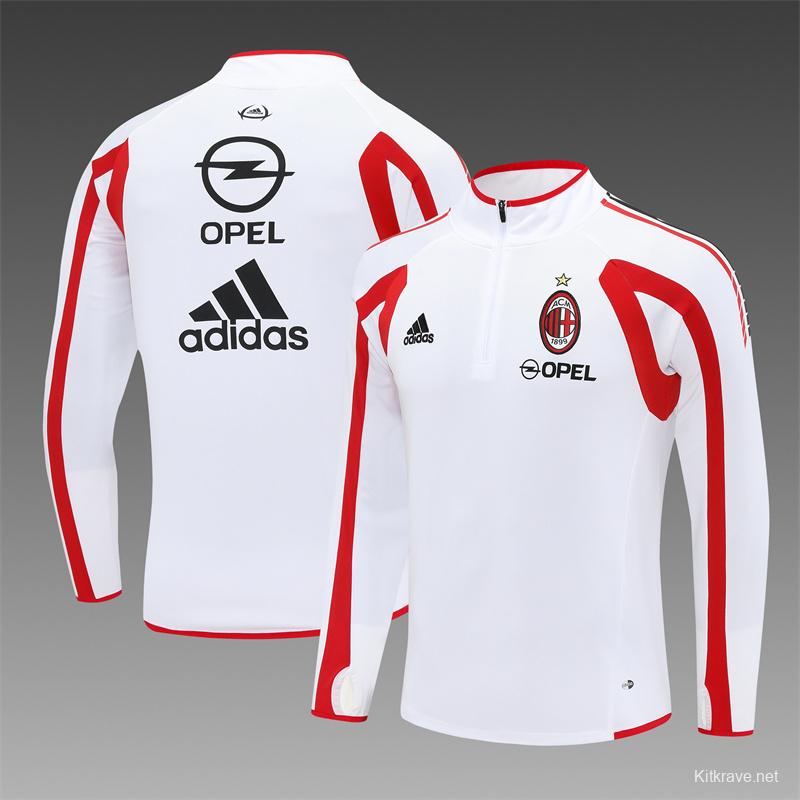 Retro 05/06 AC Milan White Half Zipper Jacket+Long Pants