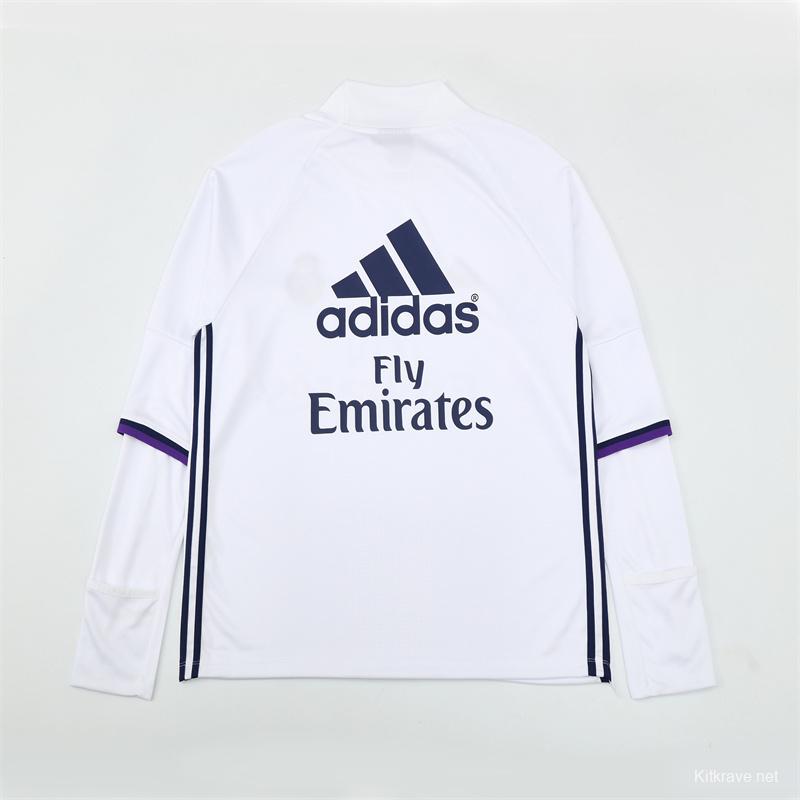 Retro 16/17 Real Madrid White Half Zipper Jacket