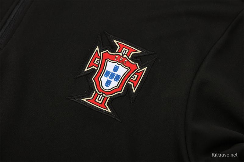 25/26 Portugal Black Half Zipper Jacket+Long Pants