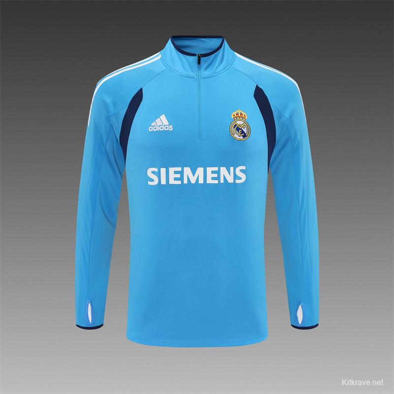 Retro 05/06 Real Madrid Light Blue Half Zipper Jacket