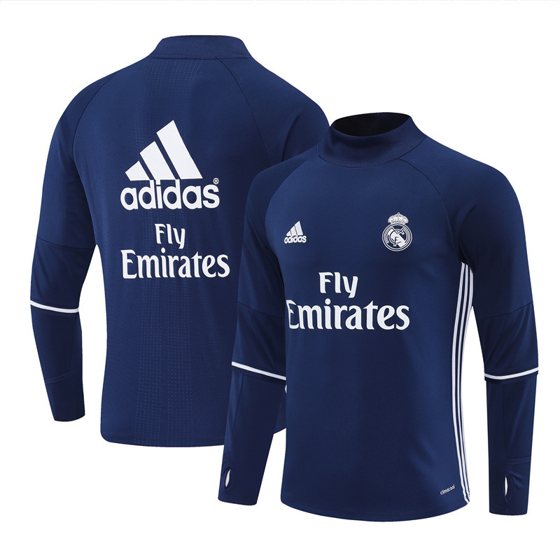 Retro 16/17 Real Madrid Royal Blue Half Zipper Jacket