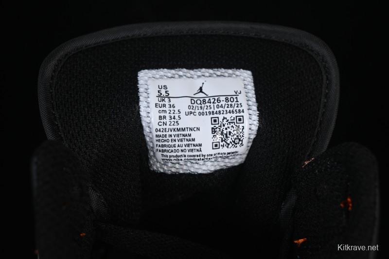 Nike Air Jordan 1 Mid AJ1 Mid-Top Casual Sneakers with Black White Orange Design - DQ8426-801