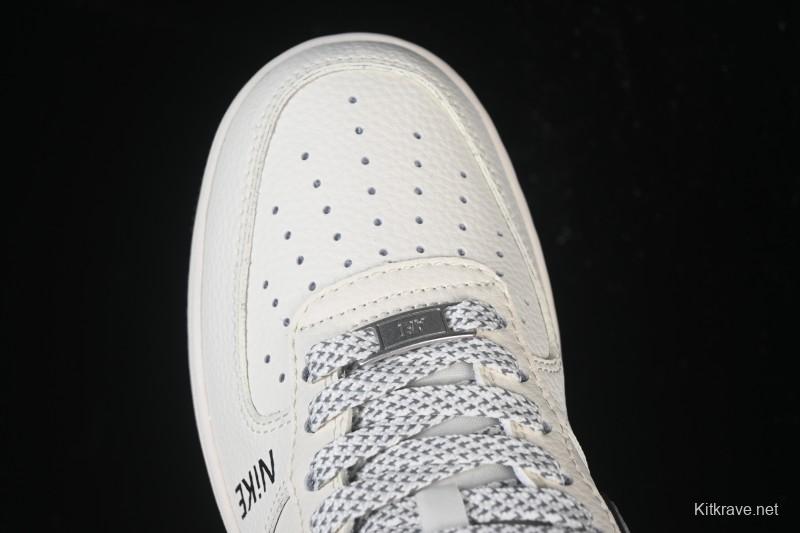 Nike Air Force 1'07 Low Beige Gray Black Letter Casual Sneakers - JS8028-018