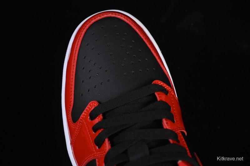Nike Air Jordan 1 Low AJ1 Patent Leather Black Red Low-Top Casual Sneakers HV4089-006