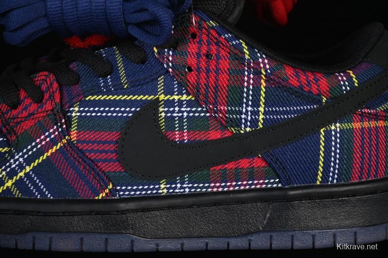 Nike SB Dunk Low Nardwuar Collaboration Scottish Plaid Low-Top Casual Skate Shoes - II1493-600