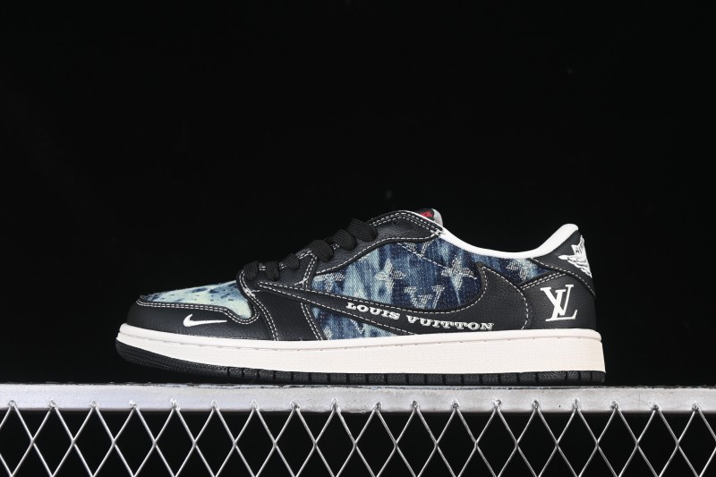 Nike Travis Scott x Fragment Design x Air Jordan 1 Low OG SP Retro Denim Low-Top Casual Sneakers - LD2028-045