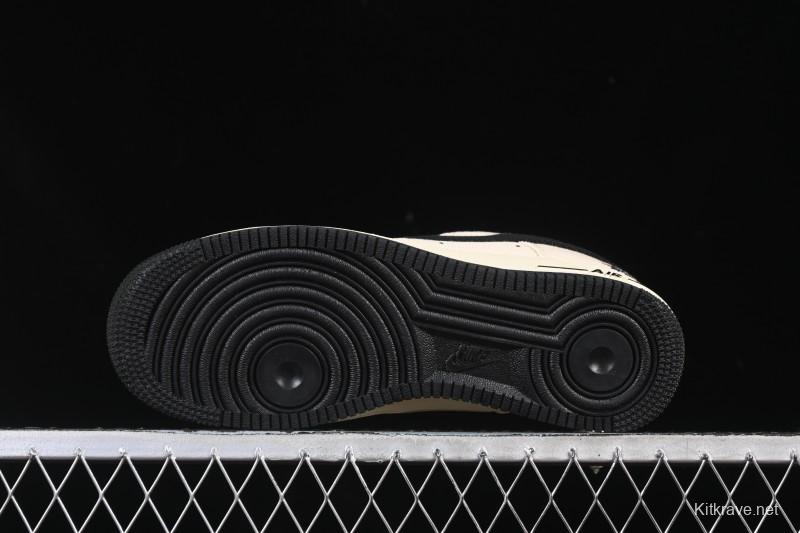 Nike Air Force 1 '07 Low Stussy Collaboration Beige Black Canvas Casual Sneakers - XX3168-155