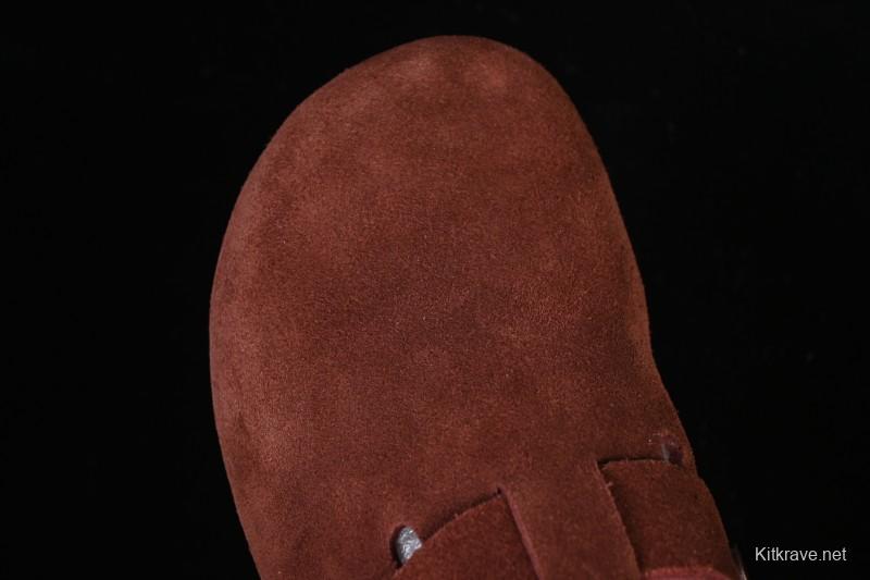 Birkenstock Sandals Series with Soft Leather Upper and Cork Rubber Midsole - Red Wine