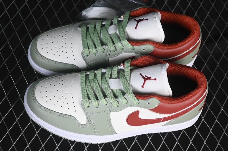 Nike Air Jordan 1 Low AJ1 White Green Red Low-top Casual Skate Shoes - 553558-133
