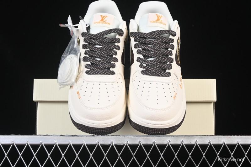 Nike Air Force 1 '07 Low LV Collaboration Beige Brown Patchwork Casual Sneakers - DD1982-302