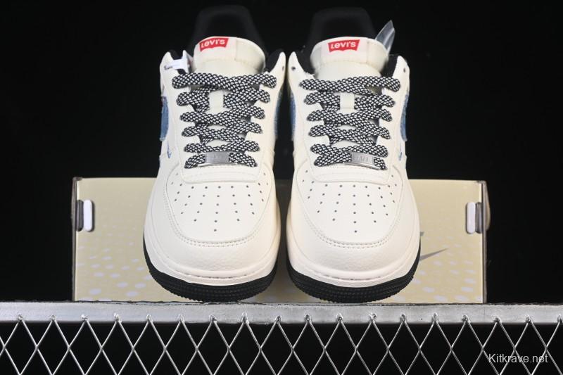 Nike Air Force 1 '07 Low Levi's Collaboration Light Blue Denim Four Swoosh Casual Sneakers - QW5606-261