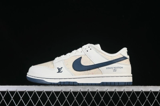 Nike SB Dunk Low LV Collaboration Beige Navy Woven Low-Top Casual Skate Shoes - SC0601-478