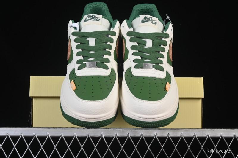 Nike Air Force 1 '07 Low Stone Island Collaboration Beige Green Floral Casual Sneakers - JP8028-010