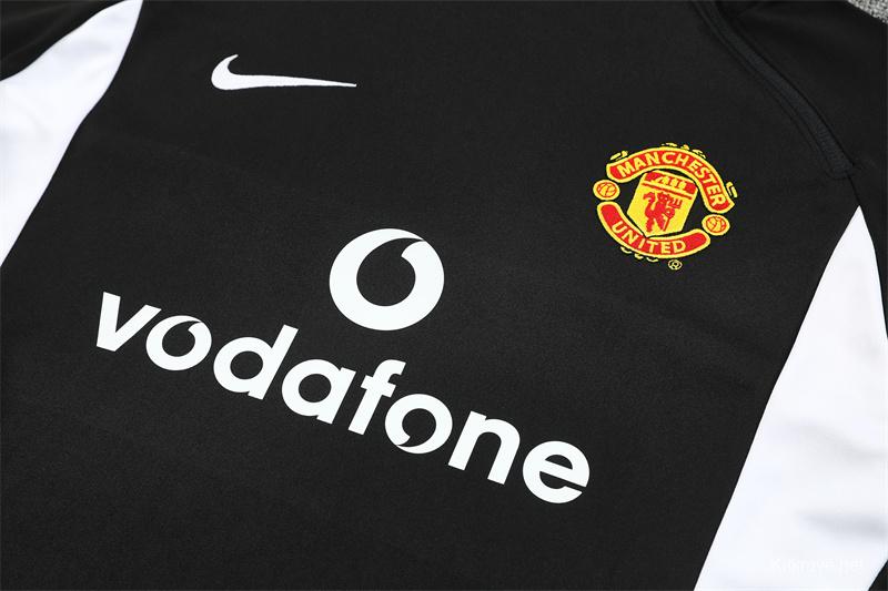 Retro 02/03 Manchester United Black Half Zipper Jacket+Long Pants