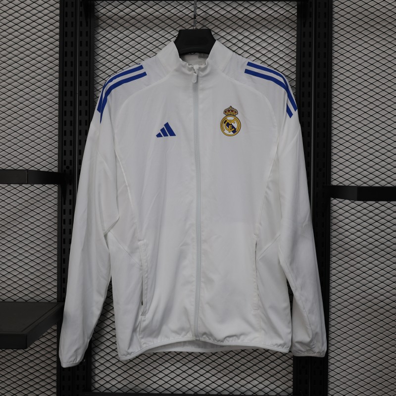 25/26 Real Madrid WHITE Windbreaker (with Inner Lining)