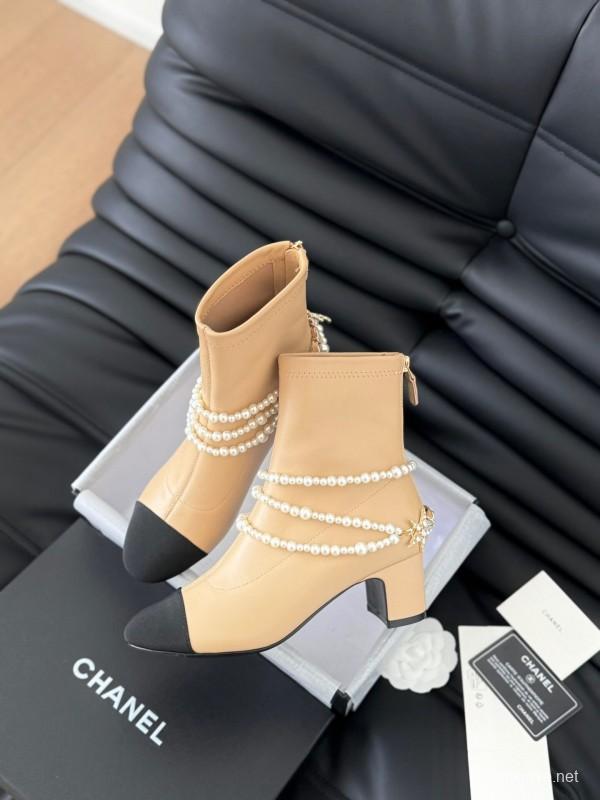 Chanel Pearl Collection Mary Jane Short Boots - LY00360