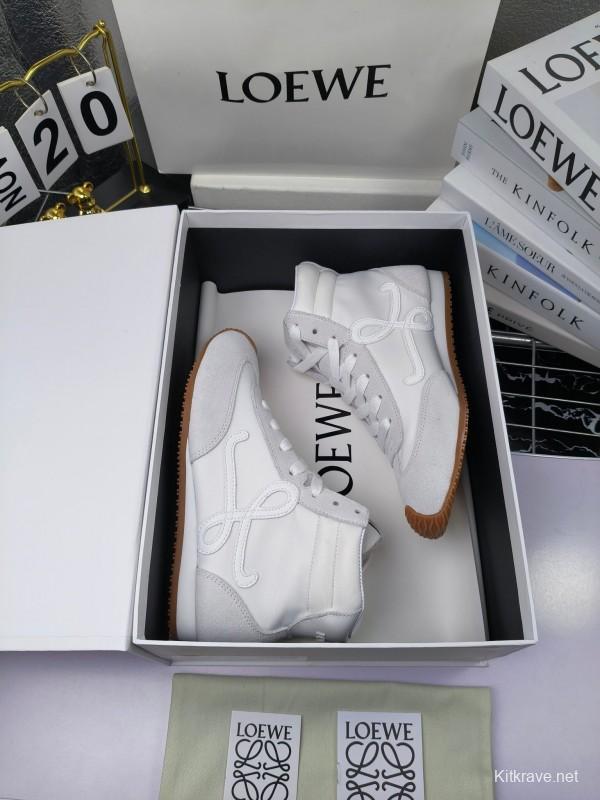 LOEWE High-Top German Training Sneakers Retro Fashion Casual White Shoes - LY00330