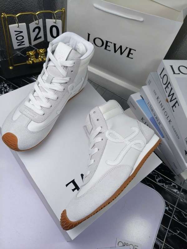 LOEWE High-Top German Training Sneakers Retro Fashion Casual White Shoes - LY00330