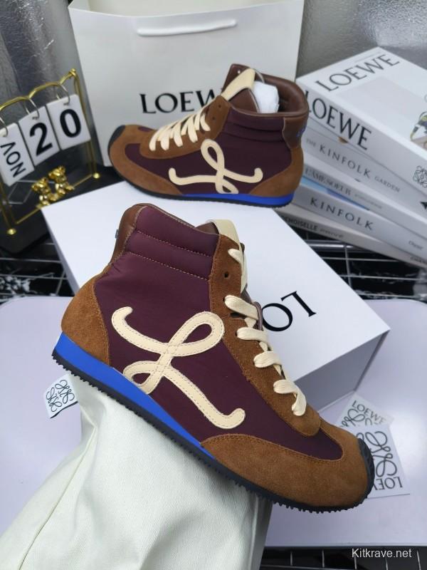 LOEWE High-Top German Training Sneakers Retro Fashion Casual White Shoes - LY00330