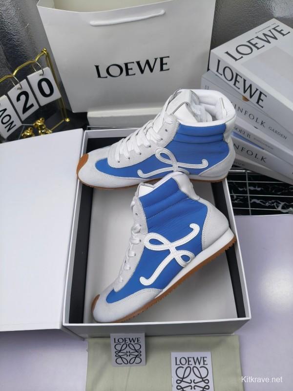 LOEWE High-Top German Training Sneakers Retro Fashion Casual White Shoes - LY00330