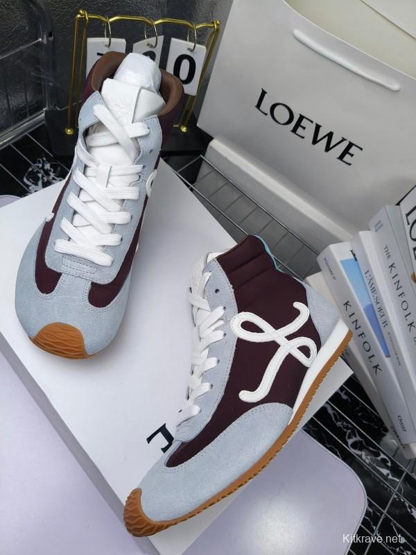 LOEWE High-Top German Training Sneakers Retro Fashion Casual White Shoes - LY00330