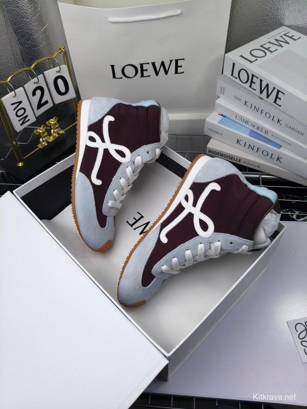 LOEWE High-Top German Training Sneakers Retro Fashion Casual White Shoes - LY00330