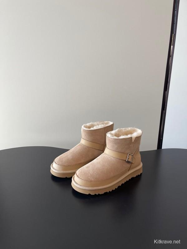 UGG 4512 Latest Buckle Flat Sole Premium Wool Anti-Slip Snow Boots - AS00290