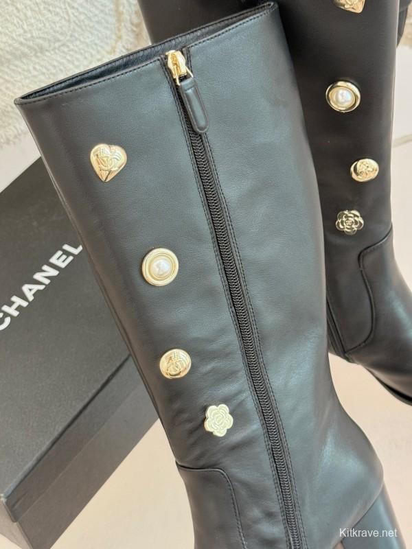 Chanel 2025/SS Double C Metal Buckle High Heel Boots - KFY00530