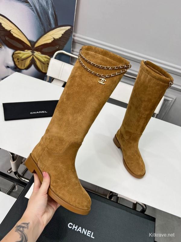 Chanel 2025/SS Quilted Leather Chain Four-Leaf Clover CC Flat Ankle Boots - LY00510