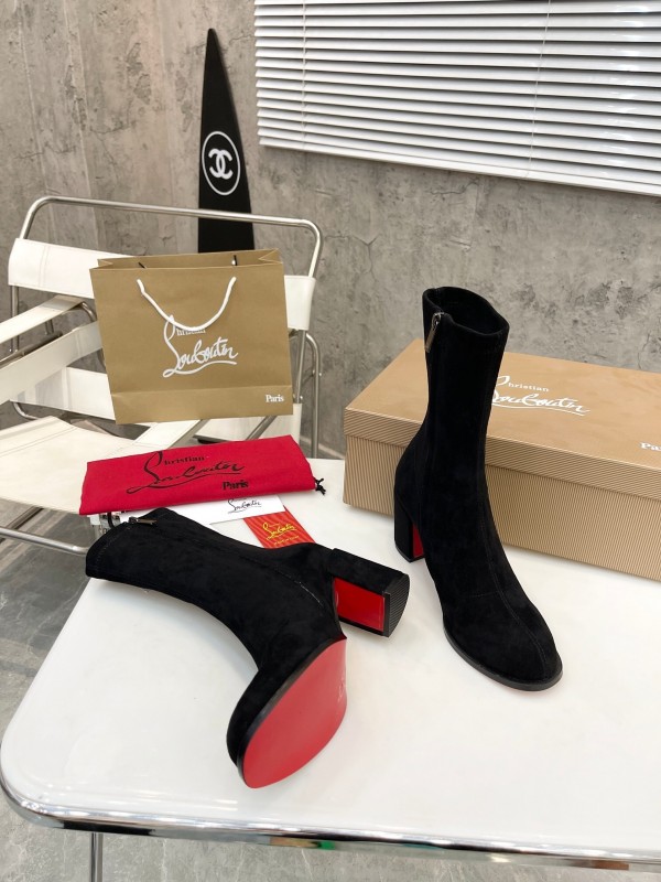 Christian Louboutin 2025/SS Chunky Heel Elastic Ankle Boots - LY00300