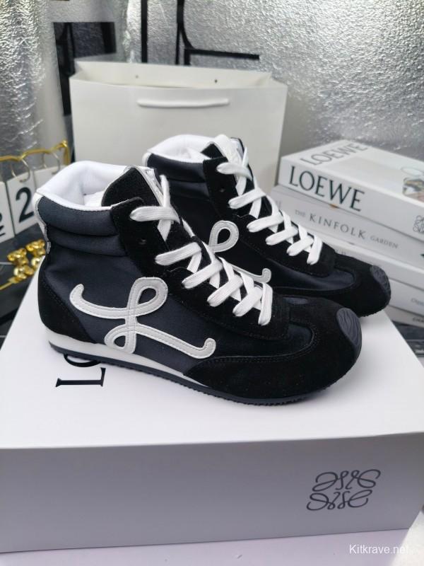 LOEWE High-Top German Training Sneakers Retro Fashion Casual White Shoes - LY00330