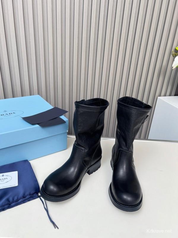 Prada 2025 SS Retro Martin Boots Riding Boots - LY00350
