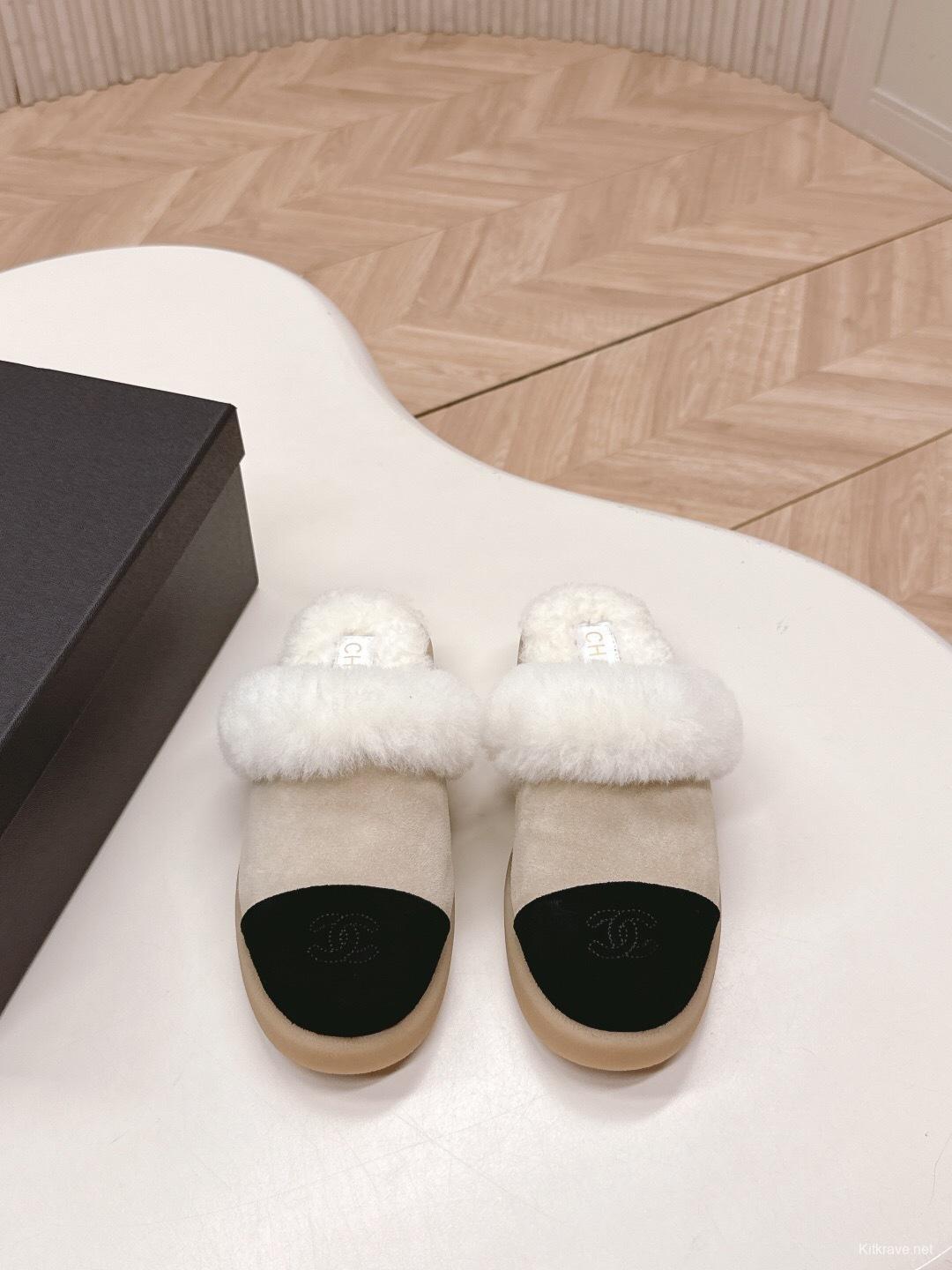Chanel 2025/SS Fall Winter New Fur Slide Sandals Half-Drag - KFY00310