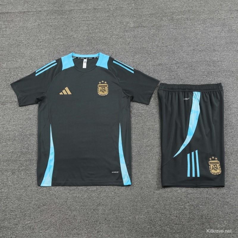 2025 Argentina Dark Gray Short Sleeve+Soccer Shorts