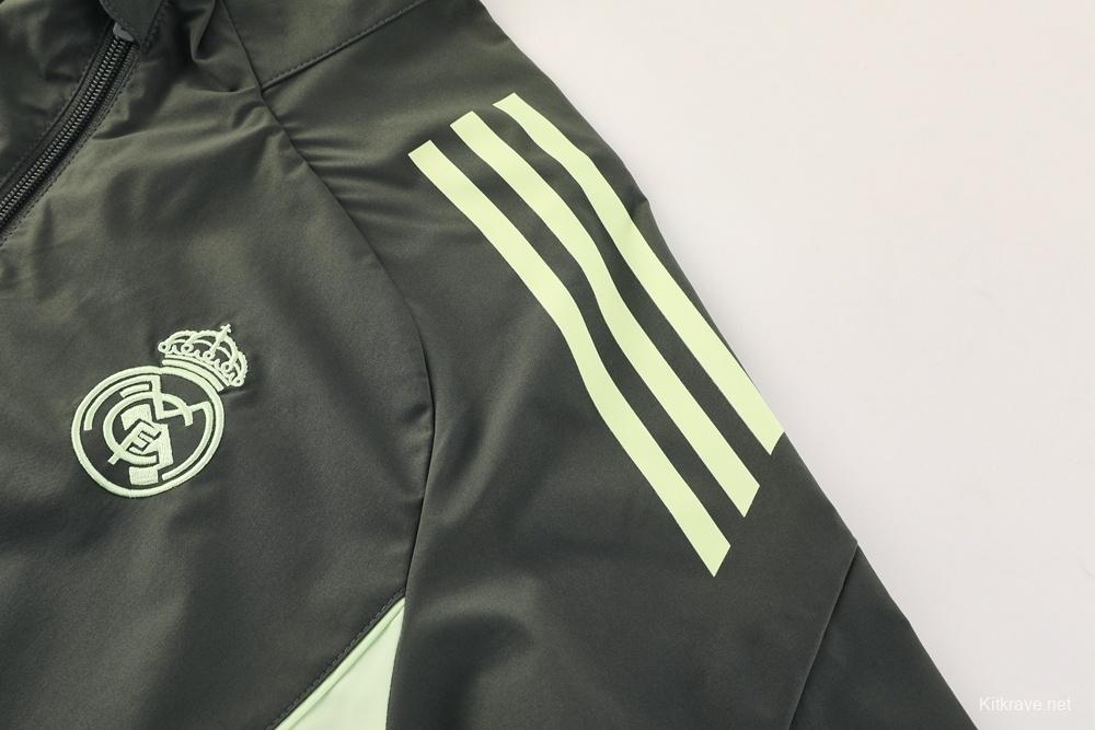 25/26 Real Madrid Dark Green Half Zipper Jacket+Long Pants S-3XL