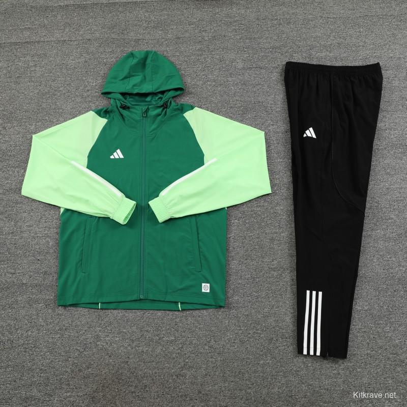 2025 Adidas Green Half Zipper Jacket+Long Pants S-2XL