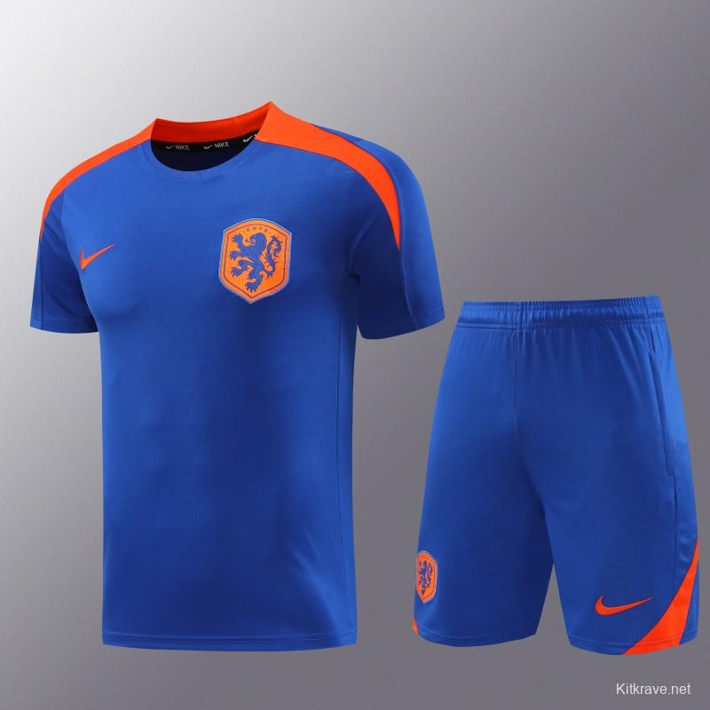 2025 Netherlands Blue Short Sleeve+Soccer Shorts