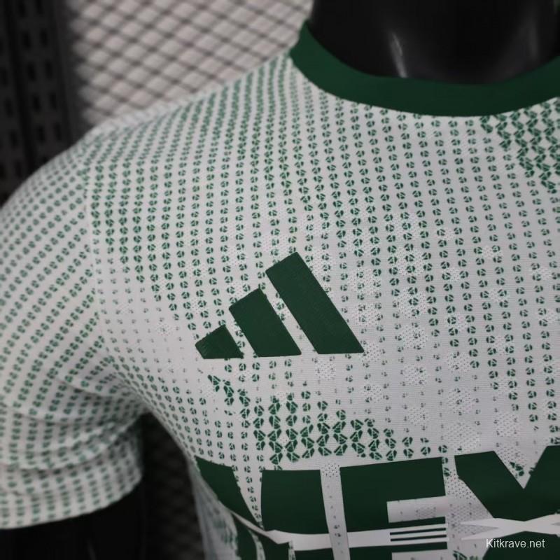 2025 Player Version  Mexico Away White with Halftone Dot Pattern World Cup Commemorative Jersey