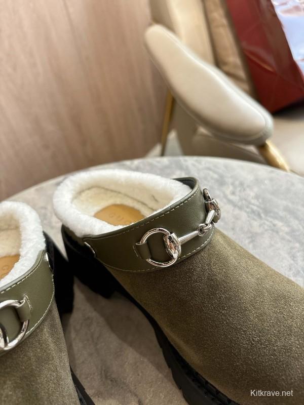 Hermès Teddy Wool H Slippers Flat Sole Fur Slides - LY00260/230